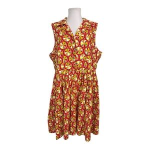 Bea & Dot ModCloth 2X Palette on Parade Retro Dress Fit Flare 100% Cotton Flare